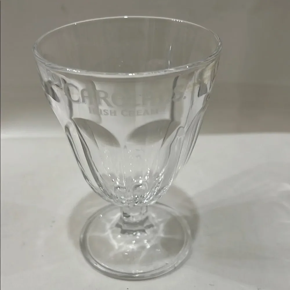 Carolans Irish Cream Whisky Glass Goblet Clear Ribbed Stemmed Drinkware Dining